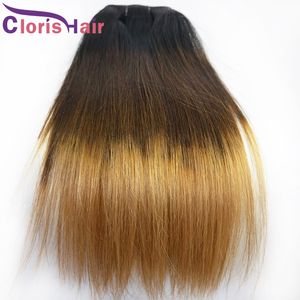 Honey Blonde Ombre Clip i Extensions 1B/4/27 Silky Straight Brasilian Virgin Human Hair Weave With Clip Ins 8pcs 120g/Set Natural Clips on Weft