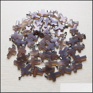 Colares pendentes pingentes jóias por atacado 50pcs/lote cinza natural ágata de pedra contas para colar diy judeu dhxwh