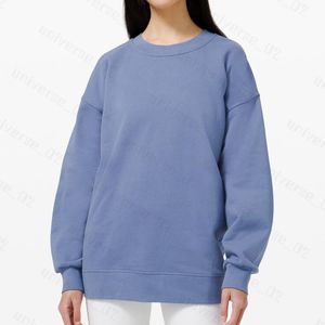 Yoga kıyafetleri basit ve cömert sonbahar bayan tasarımcıları hoodies sweater spor yuvarlak boyun uzun kollu rahat gevşek sweatshirt