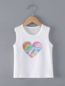 Wholesale little girls vest resale online - Little girl slogan and heart print vest top SHE
