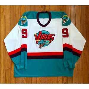 Ceuf Bauer Detroit Vipers #9 Gordie Howe Hockey Jersey Męs Haft Hafted Dostosowanie dowolnego numeru i koszul