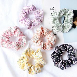 Boho Pastoral Style Hair Scrunchies Girls Sweet Floral Hair Rings Ponytail Holder Soft Elastic Rubber Band Hårtillbehör