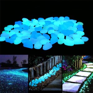 100Pcs Glowing Garden Decorations Glowing-Stone Glowing in Dark Pebble Gardens Path Aquarium Landscape Decorative Stones