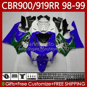 Кузов для кузова для Honda CBR 919RR 900RR CBR919RR CBR900RR 1998-1999 CBR900RR 1998-1999 Body 127NO.142 CBR 900 919 RR CC CBR919 Зеленый синий CBR900 RR 1998 1999 900CC 919CC 98 99 OEM