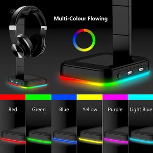 Wholesale led headset stand for sale - Group buy Epacket Gaming Headset Accessories Stand Lighting Base With USB And mm Ports Colorful Glare LED Headphones Holder For Gamer P231J