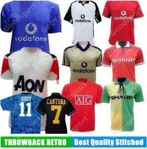 Retro Cantona Ronald OS Rooney Giggs Jerseys G.Neville Andy Cole Chicharito Scholes Carrick Soccer Camisas de futebol vintage SY