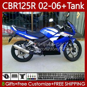 Corpo + Coperchio serbatoio per HONDA CBR-125R 125CC CBR125RR CBR 125 R CC 02-06 Carrozzeria Blu bianco 124No.51 CBR-125 CBR125R 02 03 04 05 06 CBR 125R 2002 2003 2004 2005 2006 Carenatura