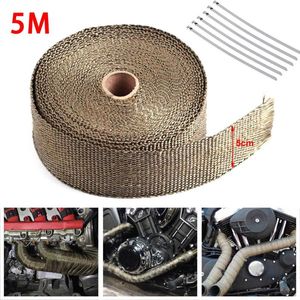 Other Interior Accessories 5M Motorcycle Exhaust Header Pipe Heat Wrap Tape Thermal Insulation For CarsProtection Tie Shield