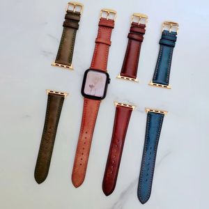 Specialeffekt Matt vintage läderrem för Apple Watch 41mm 45mm 44mm 42mm 40mm 38mm Band Wristband IWatch Series 7 6 5 4 3 Belt Loop Watchband Accessories