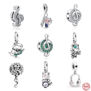 925 Sterling Silver Dangle Charm Hot New Europe Música Pingente de Música BEAD FIL