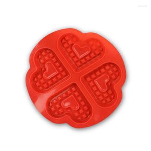 Moldes de cozimento 4-slot Coração Silicone Waffle Mold Molde de bolos de bolos de bolos de bolos de bolos de bolos