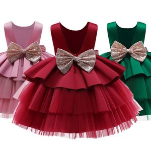 Abiti da ragazza Vestito da principessa per ragazze per bambini Matrimonio Festa di compleanno Elegante abito da ballo per damigella d'onore per bambini Serata formale con paillettes