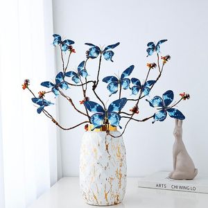 Flores decorativas grinaldas criativas Artificial Butterfly Flower Branch Simulation Flore Home Wedding Sala de estar exibindo Bouquet Fake Pogr