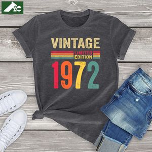 50 -letni prezenty Vintage 1972 Edition Limited 50th Birthday T Shirt Cotton Women's Tops Fashion Unisex Ogółemy samicowe CX220331