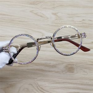 Okrągłe okulary przeciwsłoneczne steampunk metalowa rama przezroczystą soczewki retro kółko okularowe okulary przeciwsłoneczne T200106