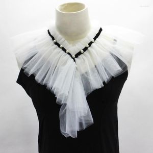 Bow Ties Linbaiway White Mesh Beads Women Fake Collar Vintage Half Shirt False Collar Neck Ruff Necklace Formal Party Löstagbar Donn22