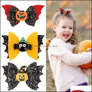 Haarschmuck Baby Kinder Mutterschaft Baby Mädchen Schleife Halloween Haarnadel Kopfbedeckung Mode Spinne Pum Dhwp1