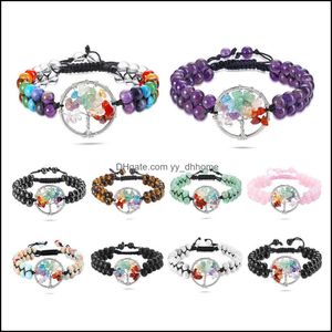 Braccialetti con ciondoli Gioielli Ayliss 7 Chakra per donna Uomo Cristalli curativi naturali Pietre Albero della vita Consegna a goccia 2021 831Vw