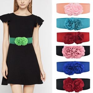 Gürtel Frauen Mädchen Breite Stretch Elastische Taille Gürtel Einfarbig Blume Bund Engen Frühling Und Sommer Für FrauenGürtel