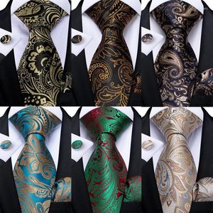 Bow Ties Fashion Paisley Men's Gold Teal Green Black Silk Tie för män 8 cm Business Wedding Accessories Cravat Gift Dibangubow Forb22