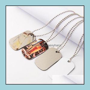 Pendant Necklaces Pendants Jewelry Sublimation Blank Necklace Metal Heat Transfer Creative Dog Tag Diy Hip Hop Decorative With Chain For M