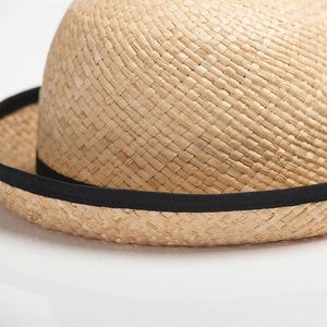 Szerokie brzegowe czapki urocze wstążka Bowknot Summer Hat Sunshade Słomka Słońca Bowler Bowler Dift For Boy Girl School Daily Nearwide Chur22