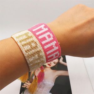 ビーズストランドZhongvi Miyuki Bracelets for Women boho Friendsition Bracelet Girl Jewelry Letter Mama Jeweller