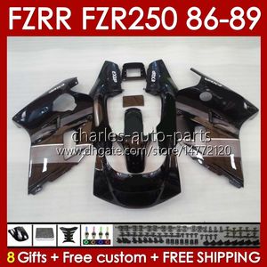 Verkleidungsset für Yamaha FZR250R FZR250 FZR 250 R RR 86 87 88 89 FZR-250 Karosserie 142No.92 FZR250RR 86-89 FZRR FZR 250R 250RR FZR-250R 1986 1987 1988 1989 Karosserie schwarz weiß