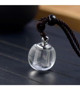 Anhänger Halsketten Transparente Kristallflasche Essential Abnehmbarer Ölbehälter Lanyard Halskette Weißes Ornament für FrauenAnhänger