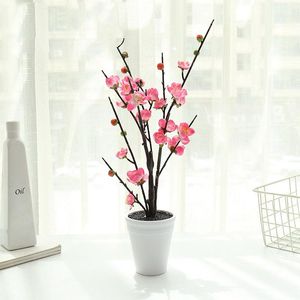 Dekorativa blommor kransar Big Branch Plum Flower Potted Artificial Factory Direct Supply Simulation Plant Decoration Supplies Dekorativ