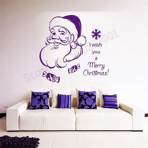 Vägg klistermärken konst rum dekoration Jag önskar dig en god jul klistermärke Santa Claus text klä upp prydnad väggmålning affisch LY555