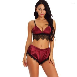 Wholesale satin bra and panties for sale - Group buy Bras Sets Lace Patchwork Sexy Bra And Panties Brassiere For Women Satin Push Up Wire Free Underwear Lingerie Underclothes