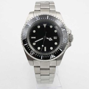 Ah Quality Black 44mm Deep Ceramic Bezel Sea-Dweller Sapphire Cystal rostfritt stål 316L Glide Lock Clasp Automatiska mekaniska mensklockor