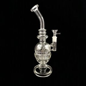 New hollow out beaker egg oil rig with percolator Glass Recycler Oilrig glass bong water pipes 14.4mm joint