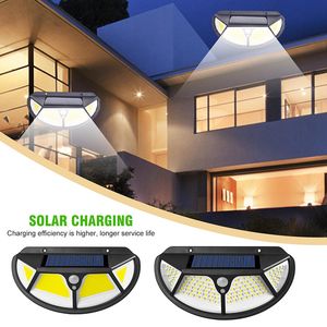 Lampada da parete solare Sensore di movimento esterno 102LED 3 modalità di funzionamento Lampione stradale di sicurezza per recinzione da giardino, cortile, garage