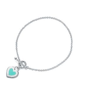 1 1 sterling silver 925 classic exclusive blue enamel heart shaped ladies bracelet 200925