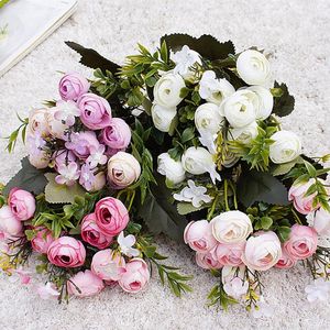 Decorative Flowers & Wreaths 10Heads Mini Spring Peonies Silk Artificial Tea Rose Flores Fleur Artificielles For Home Table Decoration Fake