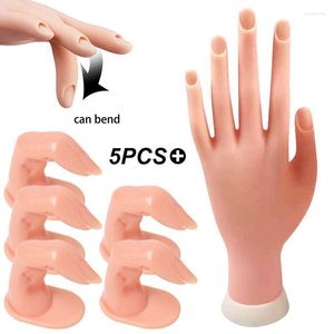 Nail Art Equipment Plastic Hand Practice Fake Finger For Acrylic UV Gel Training Display Model Tools Flexible Soft Salon Manicure Prud22