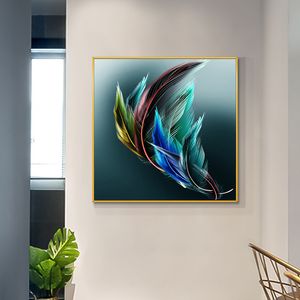 Kyq Luminescent Feathers Современная абстрактная масляная живопись на холсте для печати северной плакат стены искусство для гостиной домашней декор