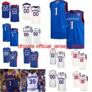 Costura de camisa personalizada NCAA Kansas Jay Jersey de basquete 13 Chamberin Tristan Enaruna 2 Christian Braun 20 Michael Jankovich Custom Stitched