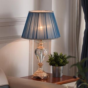 Masa lambaları Modern lamba kristal mavi yatak başı led masa ışığı lüks dekoratif ev fuaye yatak odası ofis el çalışabilir