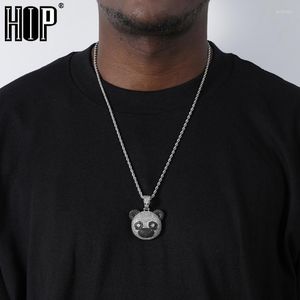 Colares pendentes Hip Hop Panda formato Iced Out Bling Cubic Zircon CZ Pingents for Men Jewelry com sólido BackPenda