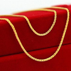 Łańcuchy Solidny Złoty Łańcuch Rolo Naszyjnik dla kobiet 16 „18” 20 '' D 18KT Pure 1 mm Link Link Clandchains Sidn22
