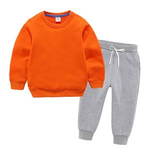 Rouno de marca infantil conjunta meninos e meninas ternos esportivos Spring Sweatshirt capuz ao ar livre roupas causais 2 peças Conjunto de 2-8 anos