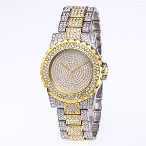 Armbanduhren Damenuhren Luxus Bling Voll Strass Gold Silber Herren Diamant Quarzuhr Uhr Damen Business Armbanduhr