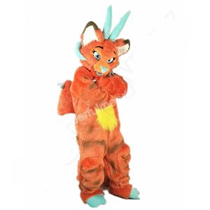 Christmas Long Fur Dargon Mascot Costumes High quality Cartoon Character Outfit Suit Halloween Outdoor Theme Party Adults Unisex Dress