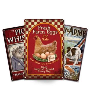Wholesale signs for homes for sale - Group buy Vintage metal signs of farm chickens cm retro wall posters for home farm hens pigs dogs cats swan wall decoration