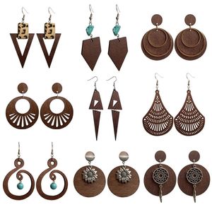 2022 neue Ohr Manschette Designer Geometrische Holz Ohrringe für Frauen Trendy Natürliche Holz Aussage Ohrringe Handgemachte Afrika Schmuck Großhandel