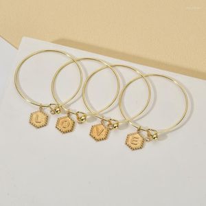 Bracelets de charme Moda Cz Girls Gold Color Aço inoxidável Pulseira Letra Letra Inicial Charms de alfabeto Inicial para WomennchArm Inte22