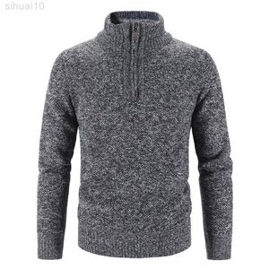 Suéter inverno s sólido mangas compridas malha de outono colt zíper pescoço masswear l220801